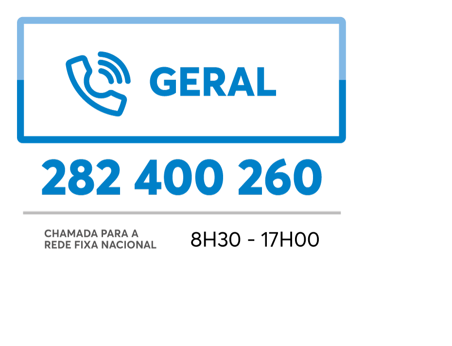 Número de telefone geral EMARP: 282 400 260 (custo de chamada para a rede fixa nacional). Disponível de segunda a sexta-feira entre as 8h30 e as 17h00.